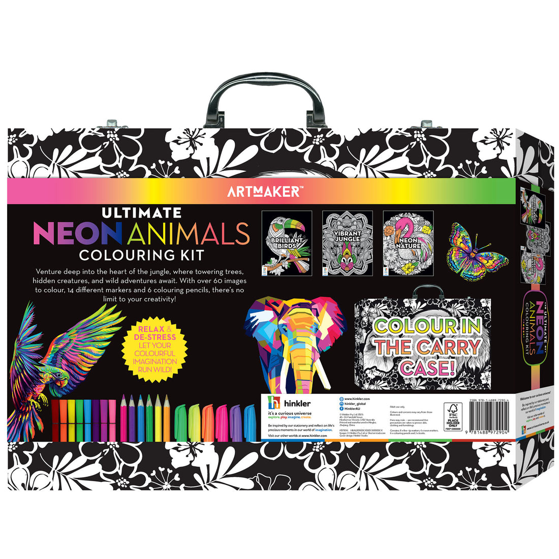 Hinkler Ultimate Neon Animals Art & Craft Colouring Kit For Kids