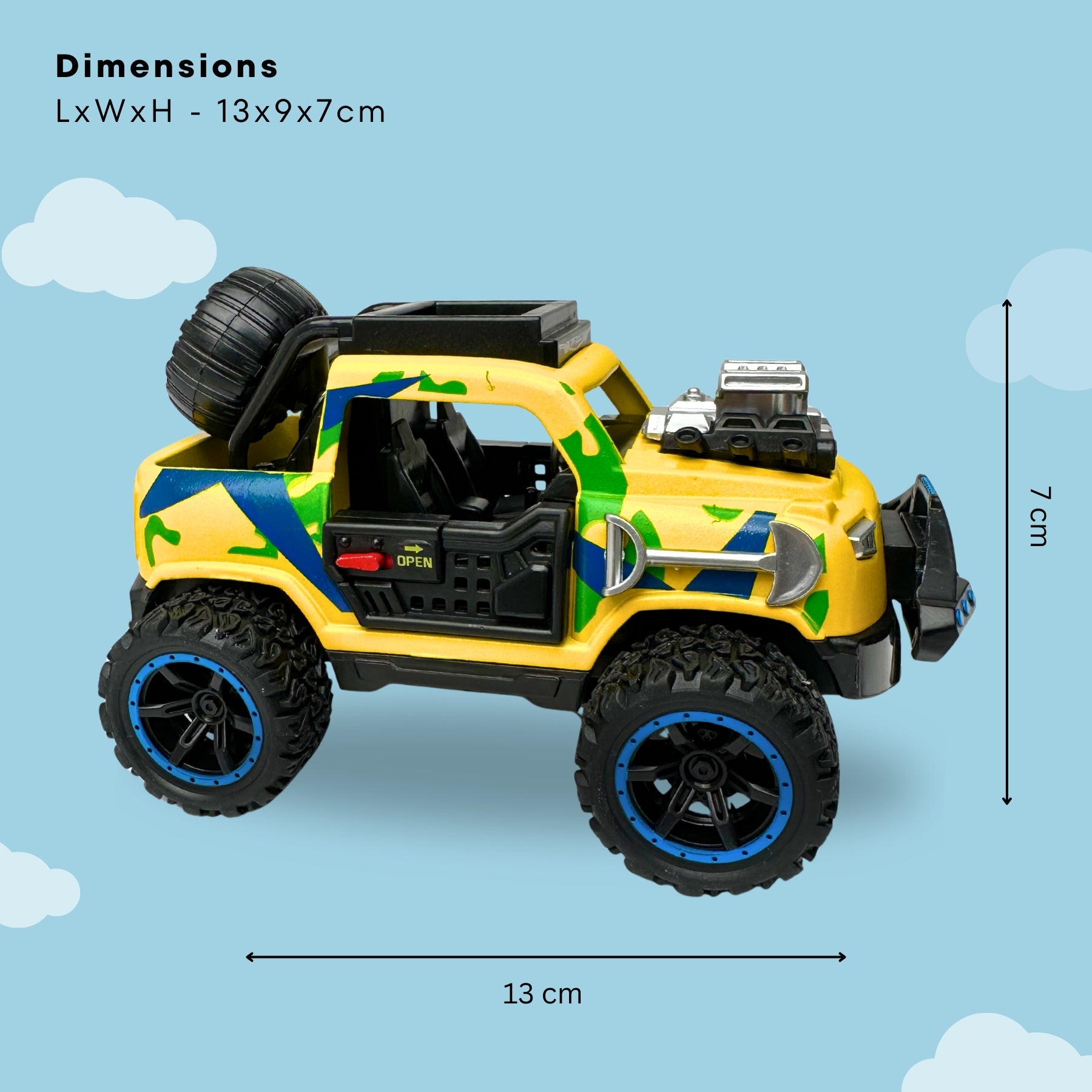 1:32 Die-Cast Off Road Monster Car With Metal Body - 2 Seater | Yellow