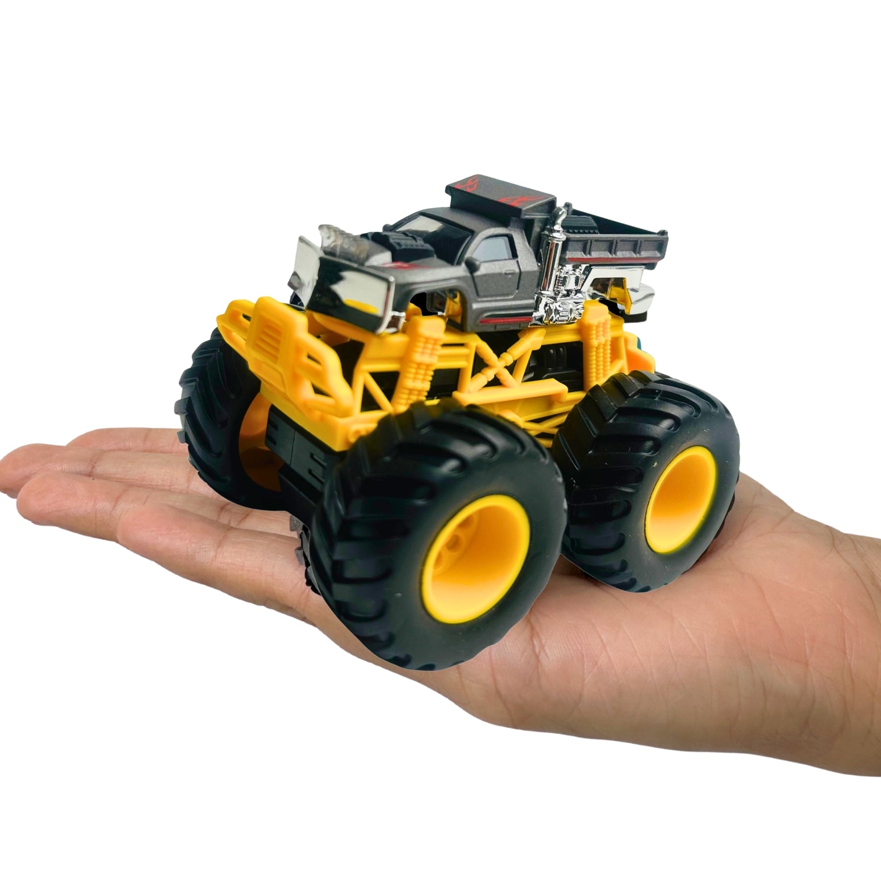 1:64 Die Cast Off Road Monster Car With Metal Body | Grey/Yellow