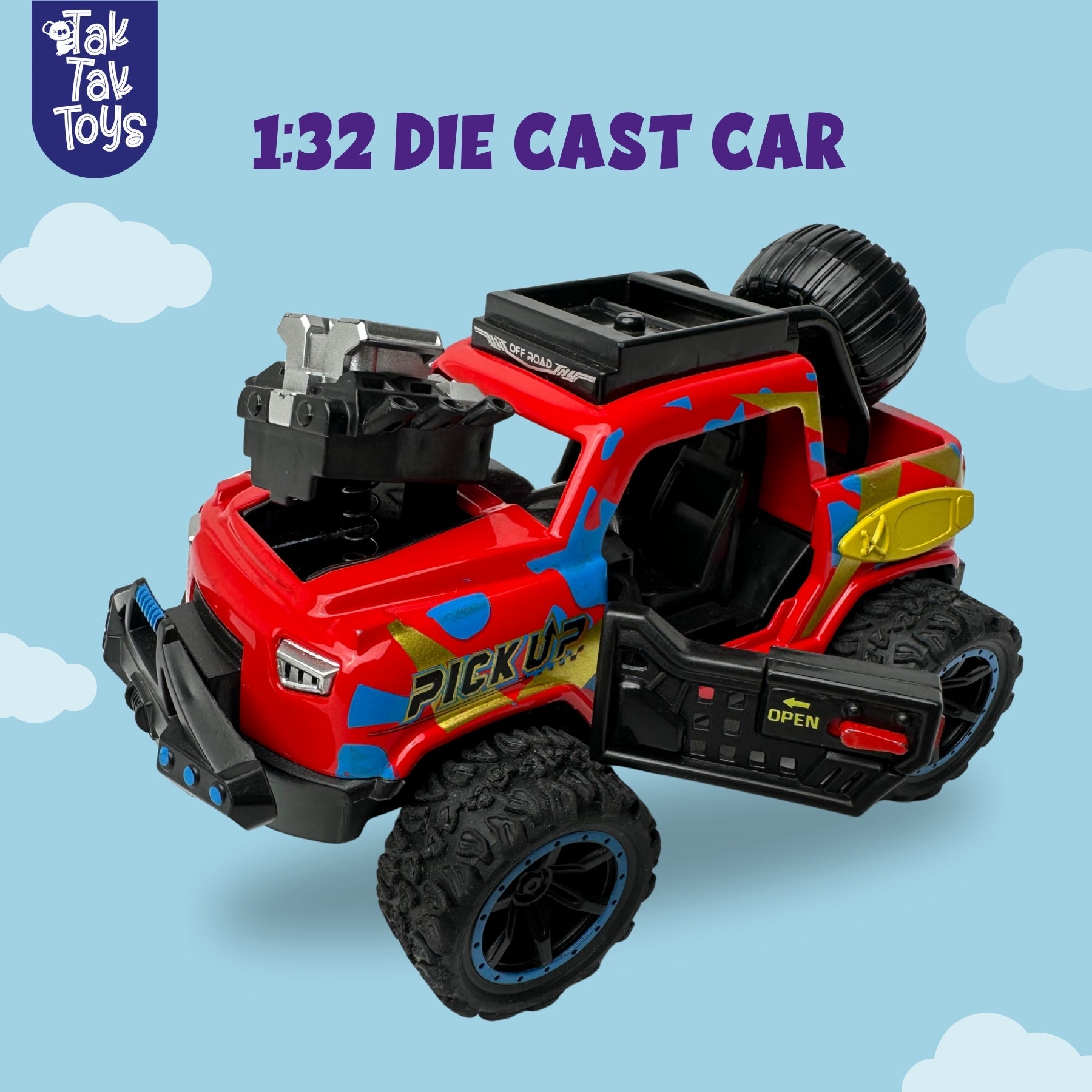 1:32 Die-Cast Off Road Monster Car With Metal Body - 2 Seater | Red