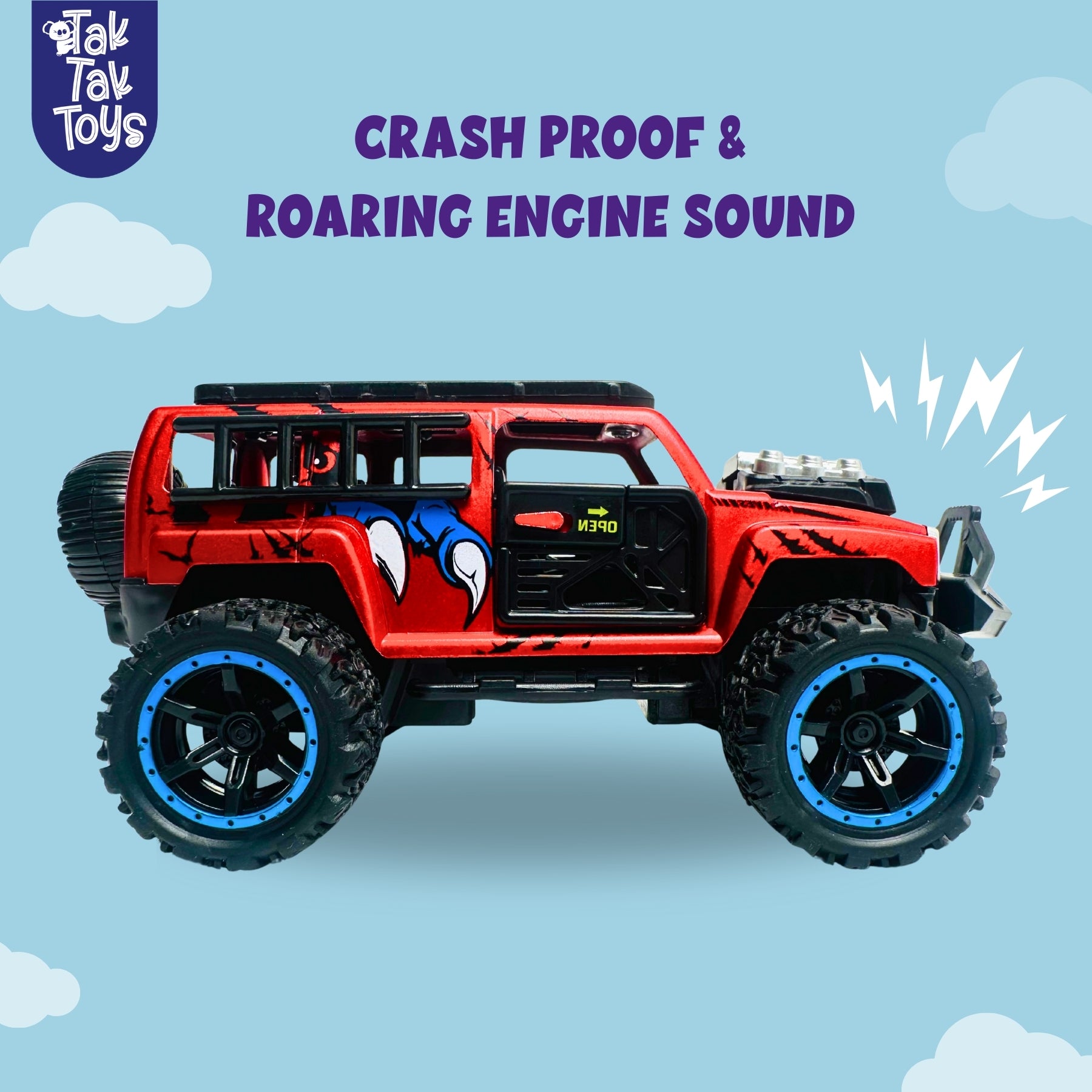 1:32 Die-Cast Off Road Monster Car With Metal Body - 4 Seater | Red