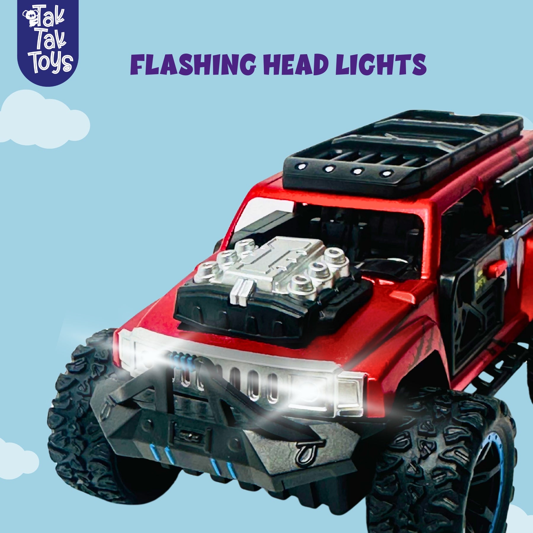 1:32 Die-Cast Off Road Monster Car With Metal Body - 4 Seater | Red